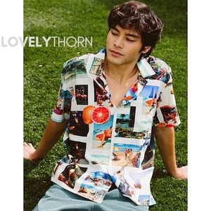 DUVIN // retro beach short sleeve 4 way stretch lightweight fabric button down